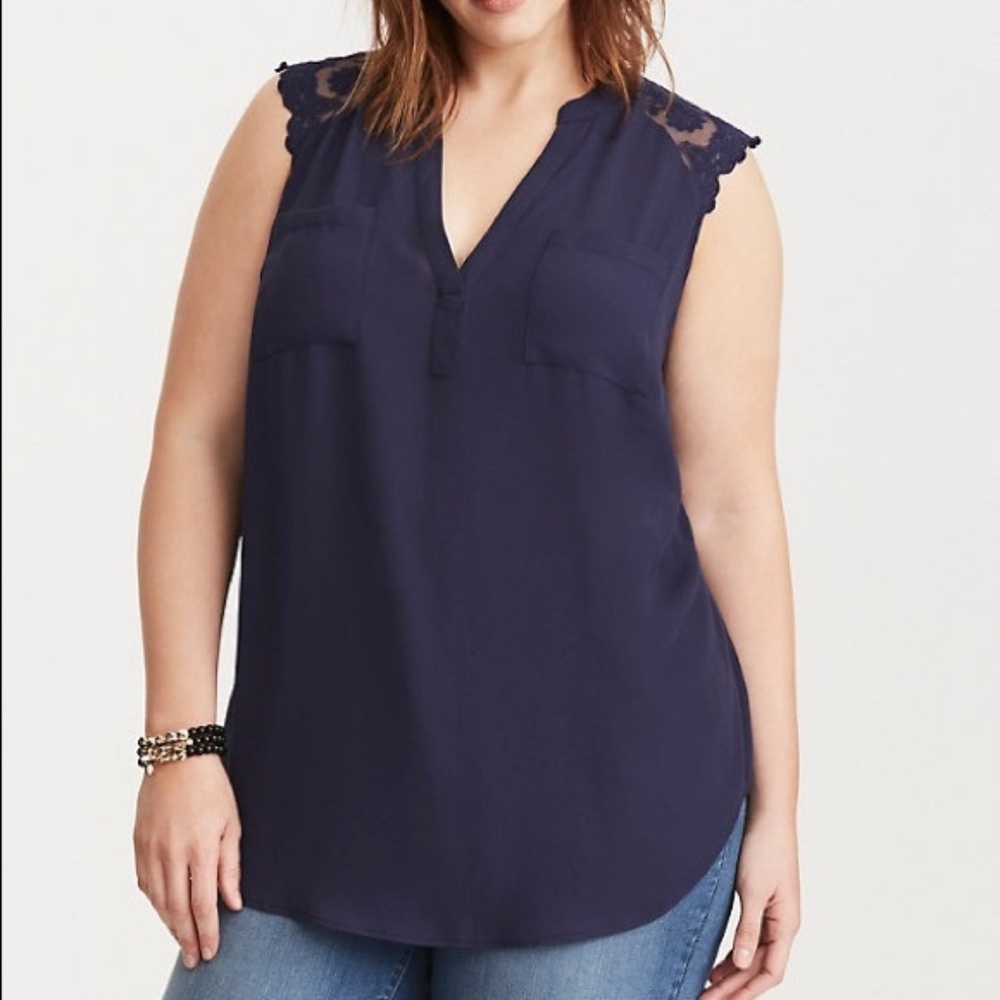 Georgette Harper Navy Pullover Blouse